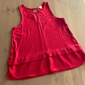 J. Crew Red Cotton/Sheer Tank Top